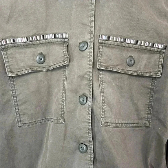 Gap Shacket Size Large Green Utility Cargo Women’s Shirt Jacket Utility Army - Picture 3 of 9